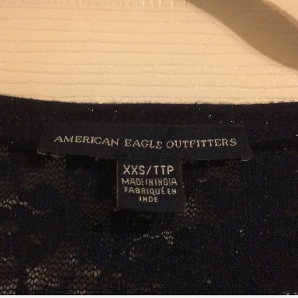 NWOT American eagle Navy blue sparkle/lace dress - Picture 5 of 9